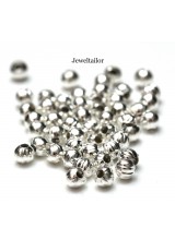 50 Silver Plated Corrugated Round Large Hole Spacer Beads 5mm ~ Stylish Jewellery Making